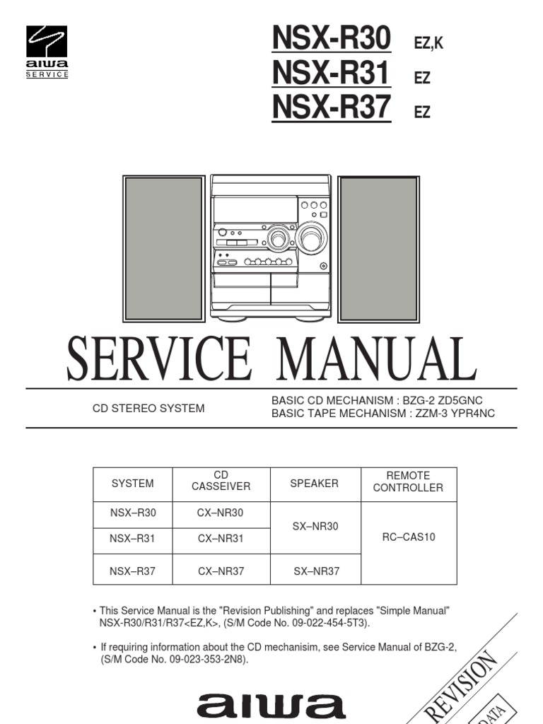 Aiwa NSX-R30 Service Manual | PDF | Loudspeaker | Capacitor