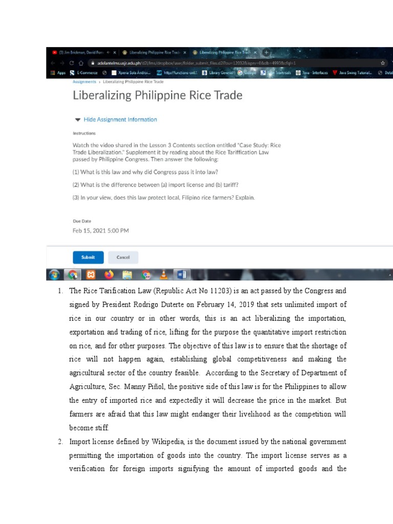 Impact of Rice Tarification Law on Farmers | PDF | Economies | Trade