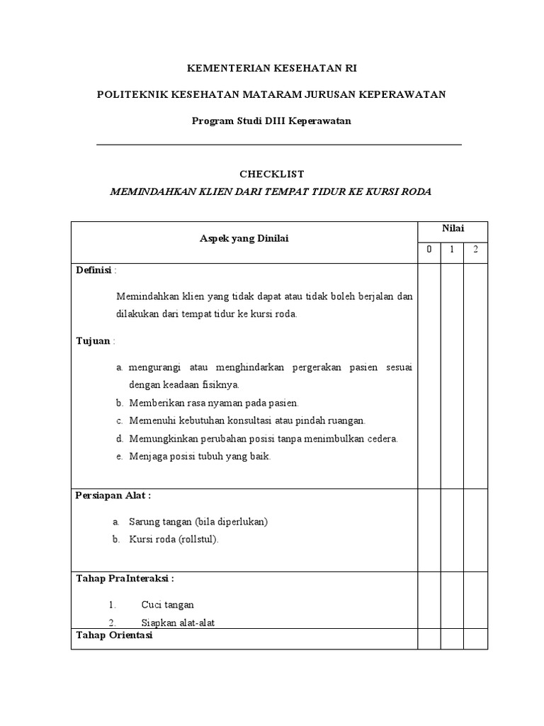 Prosedur Pindah Klien ke Kursi Roda | PDF