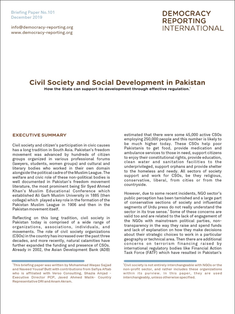 Role of Civil Society in Pakistan | PDF | Non Governmental Organization ...