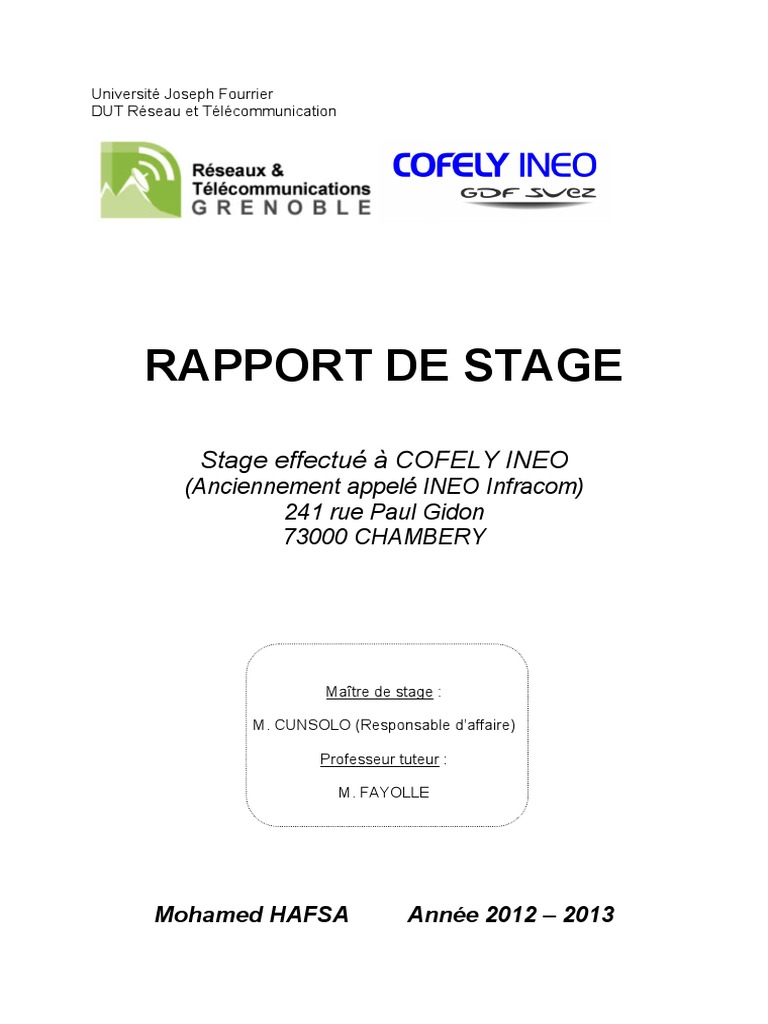 Rapport de Stage DUT Réseaux chez Cofely | PDF | Voix sur IP ...