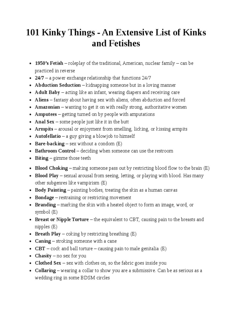 A comprehensive guide to kinks and fetishes exploring the wide