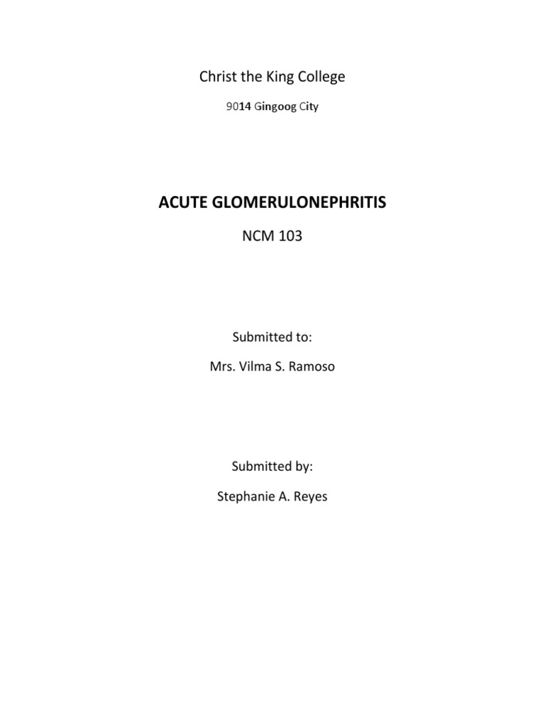 Acute Glomerulonephritis Case Study | PDF | Urinary Tract Infection ...