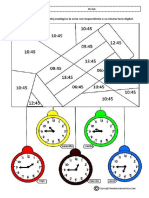 Colorea relojes analógicos por hora digital