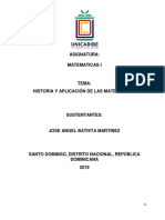 Historia y Aplicación de Las Matematicas, Trabajo Final Matematica I