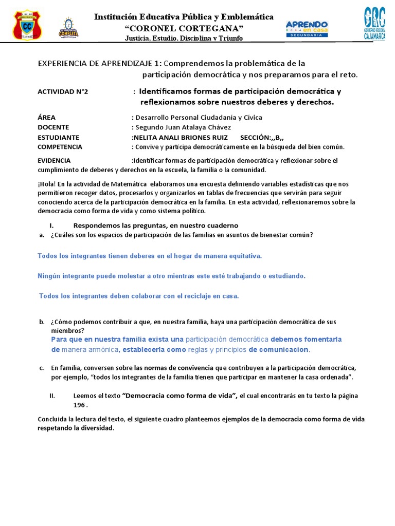 Actividad de Aprendizaje DPCC | PDF | Democracia | Ideologías políticas