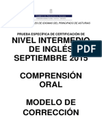 Nivel Intermedio de Inglés Septiembre 2015 Comprensión Oral Modelo de Corrección