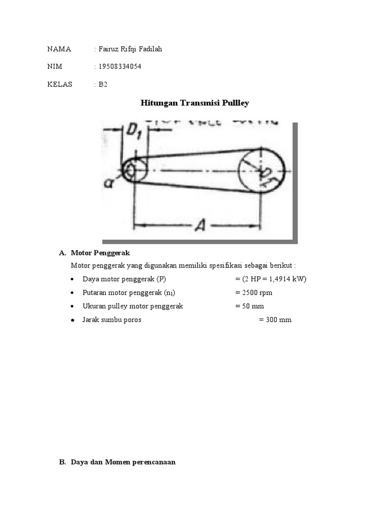 Perhitungan Transmisi Pulley Mesin | PDF | Sains & Matematika