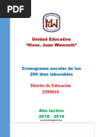 Cronograma de Los 200 Dias 2018 - 2019