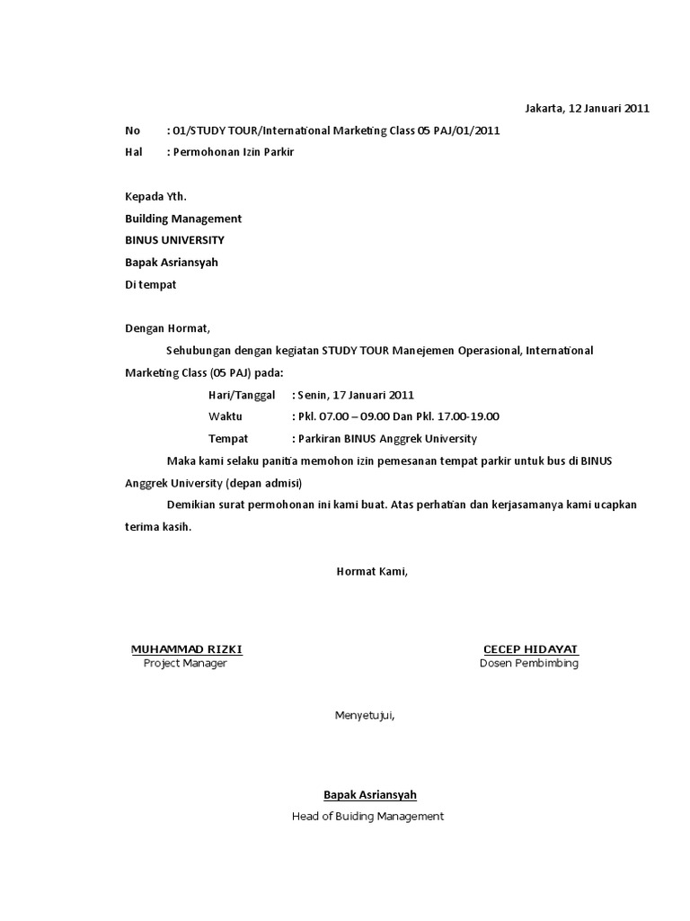 surat izin parkir