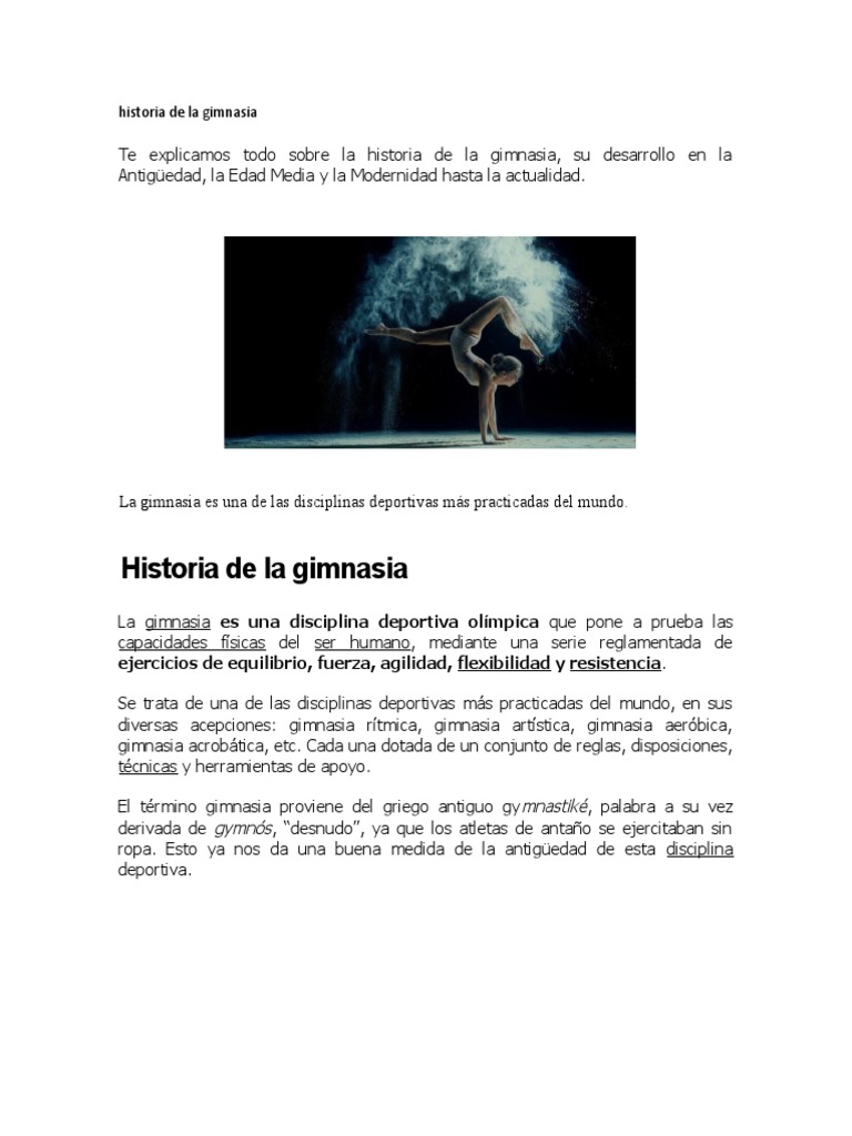 Historia de la gimnasia a través del tiempo | PDF | Gimnasia | Deportes ...