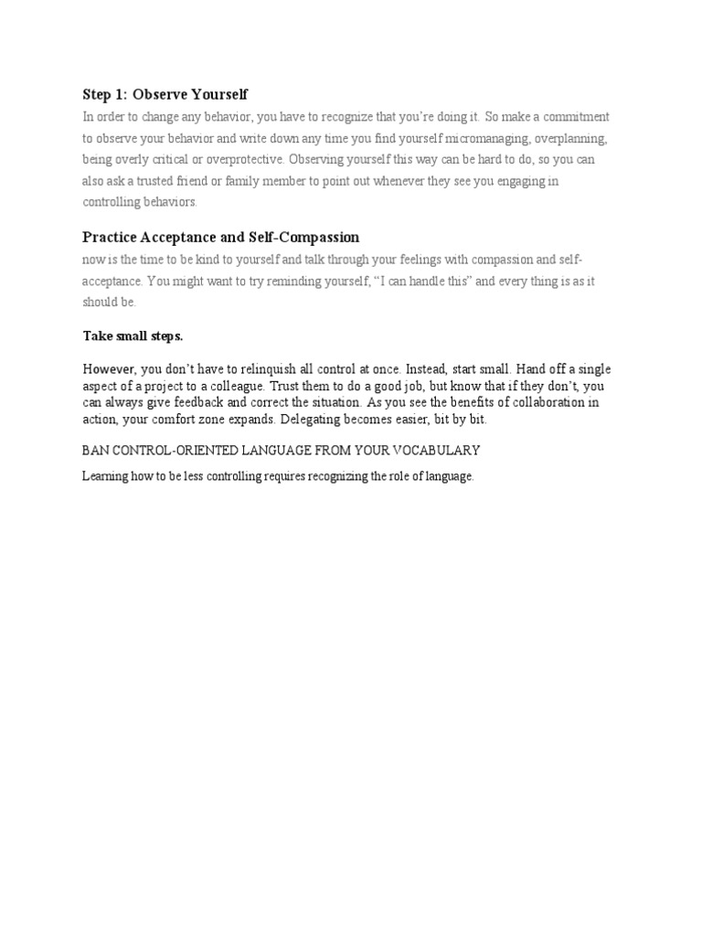 Step 1: Observe Yourself: Take Small Steps | PDF | Self-Improvement ...