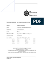 Sample of Object Oriented Software Development Exam (June 2006) - UK University BSc Final Year