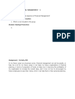 (Bafm6102) Financial Management - 1 Short Quiz 001