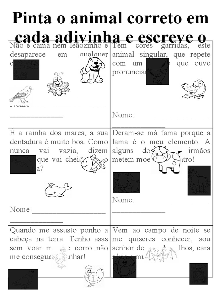 Adivinhas Animais | PDF | Casa e Jardim