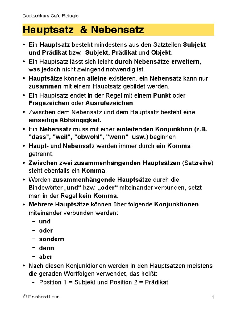 Hauptsatz & Nebensatz | PDF