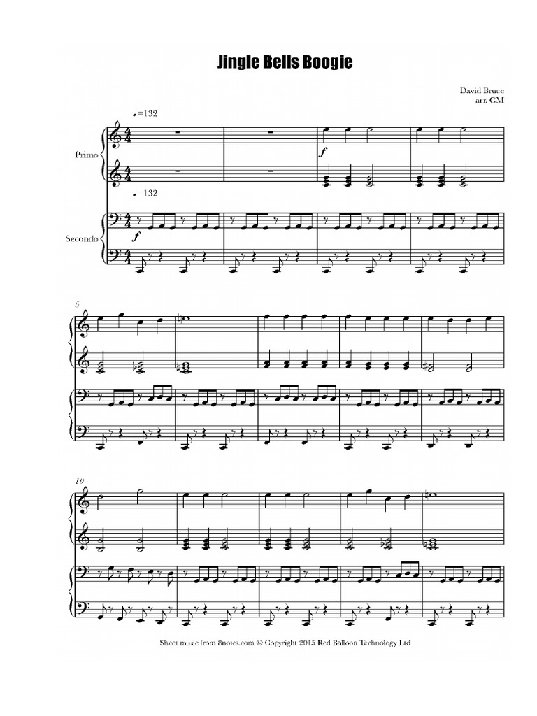Jingle Bells Boogie Piano Duet PDF