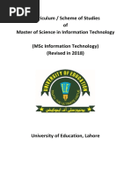 Curriculum / Scheme of Studies of Master of Science in Information Technology (MSC Information Technology) (Revised in 2018)