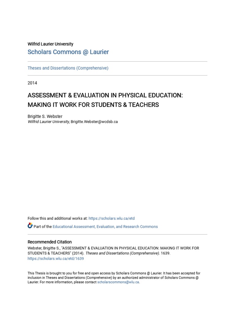 Assessment & Evaluation in Physical Education - Making It Work For ...