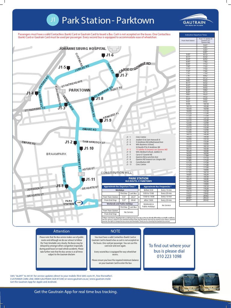 Gautrain J1 Bus Schedule and Routes | PDF | Bus Transport | Bus