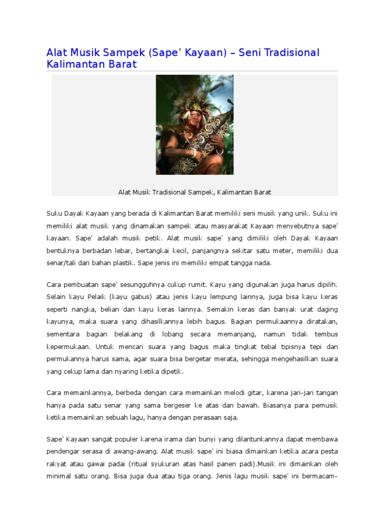 Alat Musik Tradisional Sampek Kalimantan | PDF