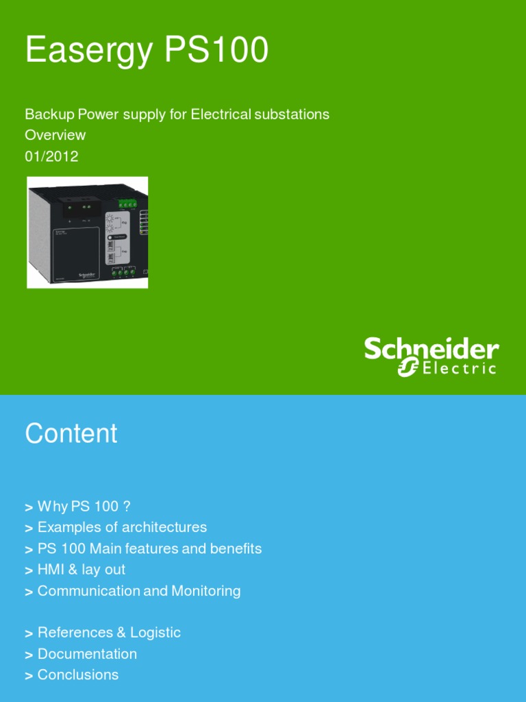 Easergy PS100 Backup Power Supply Overview | PDF | Electrical ...