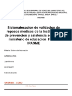 Sistema de información para la validación de reposos médicos en IPASME Falcón