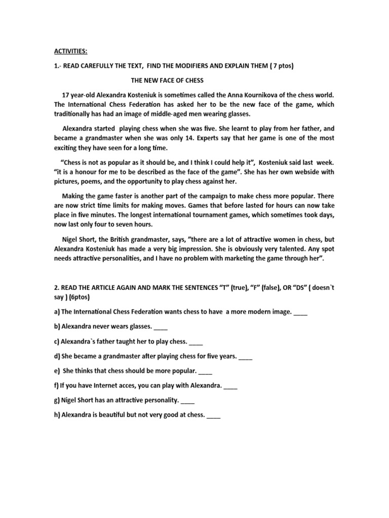 Activities (Modifiers) | PDF