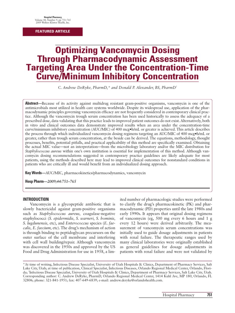 Optimizing Vancomycin Dosing Strategies | PDF | Methicillin Resistant ...