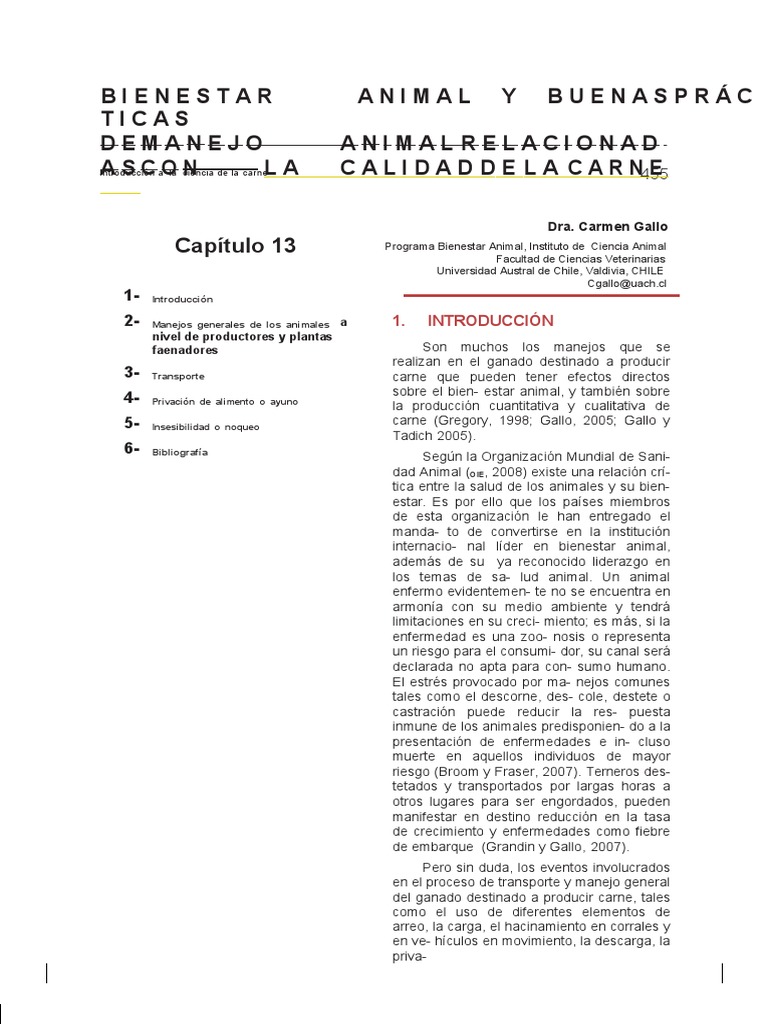 Bienestar Animal en Producción de Carne | PDF | Bienestar de los ...