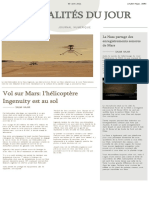 Actualités Du Jour: Vol Sur Mars: L'hélicoptère Ingenuity Est Au Sol