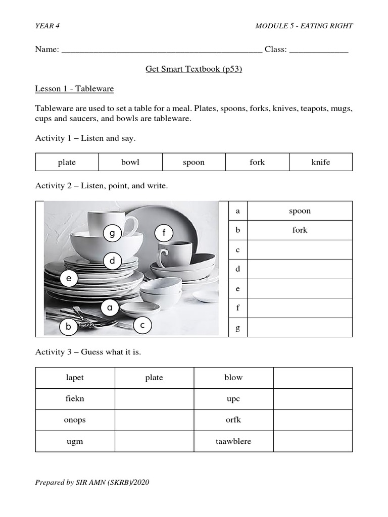 Year 4 Eating Right Module 5 | PDF | Tableware | Lunch