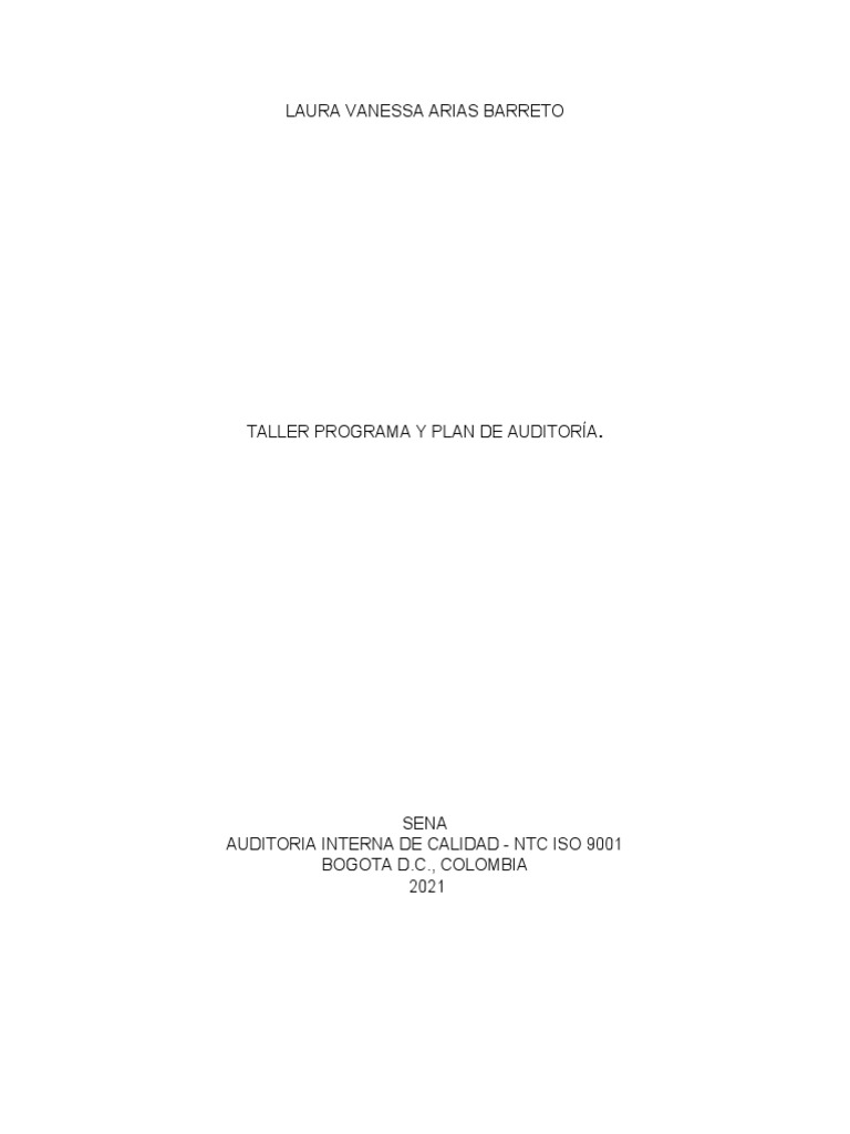 Programa y Plan de Auditoría 2021 | PDF | Auditoría | Planificación