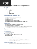 Structure and Function of The Processor