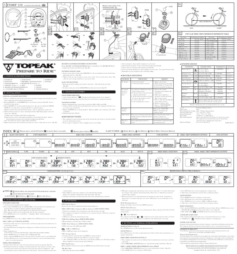Topeak Bike Computer Manual Daylight Saving Time Clock