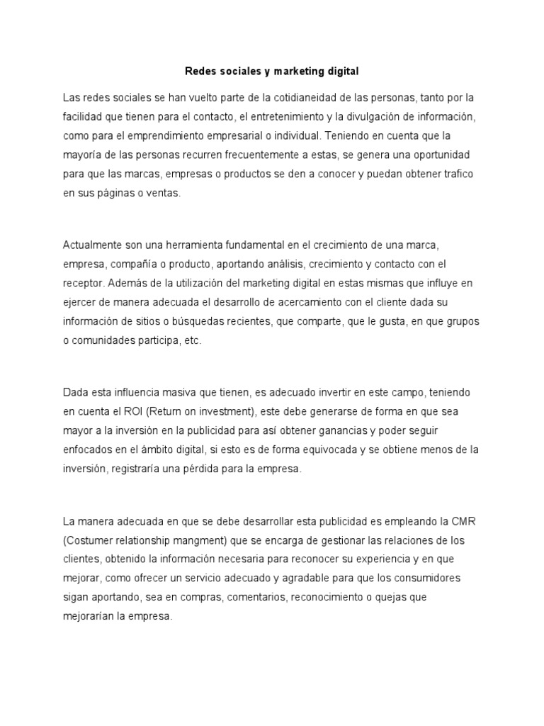 Redes Sociales en Marketing Digital | PDF | Marketing | Publicidad
