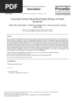 Assessing Customer-Based Brand Equity Ratings in Family Restaurant