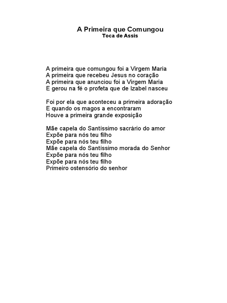 A Primeira que Comungou: Virgem Maria | PDF