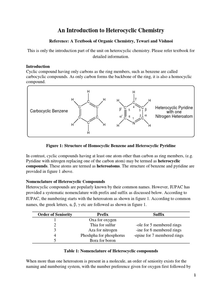 Heterocyclic Compounds Overview | PDF | Heterocyclic Compound | Aromaticity