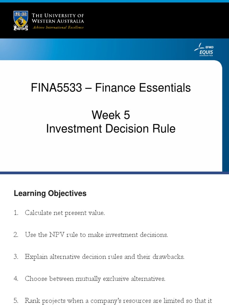 NPV Decision Rule in Investment Choices | PDF | Internal Rate Of Return ...