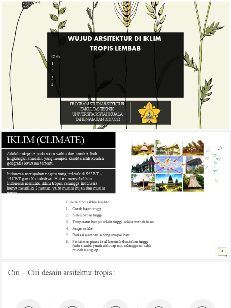 Wujud Arsitektur Di Iklim Tropis Lembab (Kel 2) | PDF