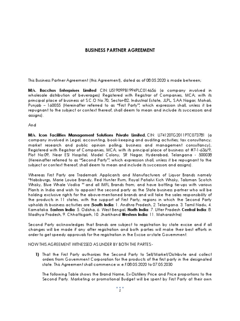 Business Partner Agreement | PDF | Arbitration | Justice