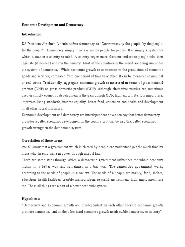 Economic Development and Democracy | PDF | Economic Development | Democracy