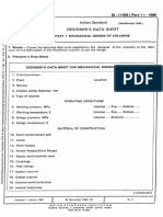 Indian Standard: Designer'S Data Sheet