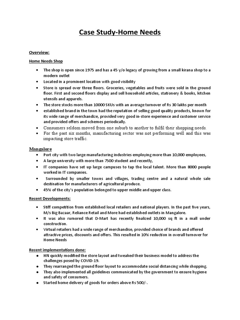 Case StudyHome Needs PDF Retail Business