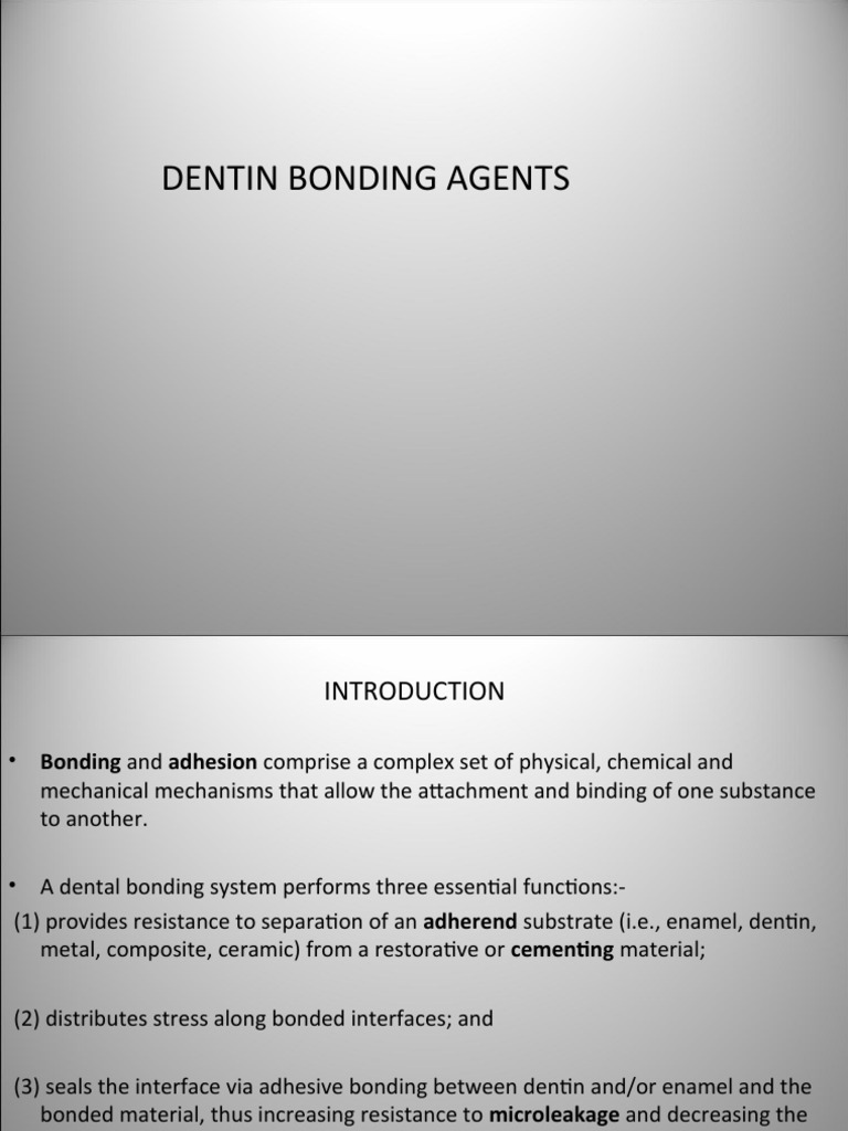 Dentin Bonding Agent PDF Chemistry Physical Chemistry