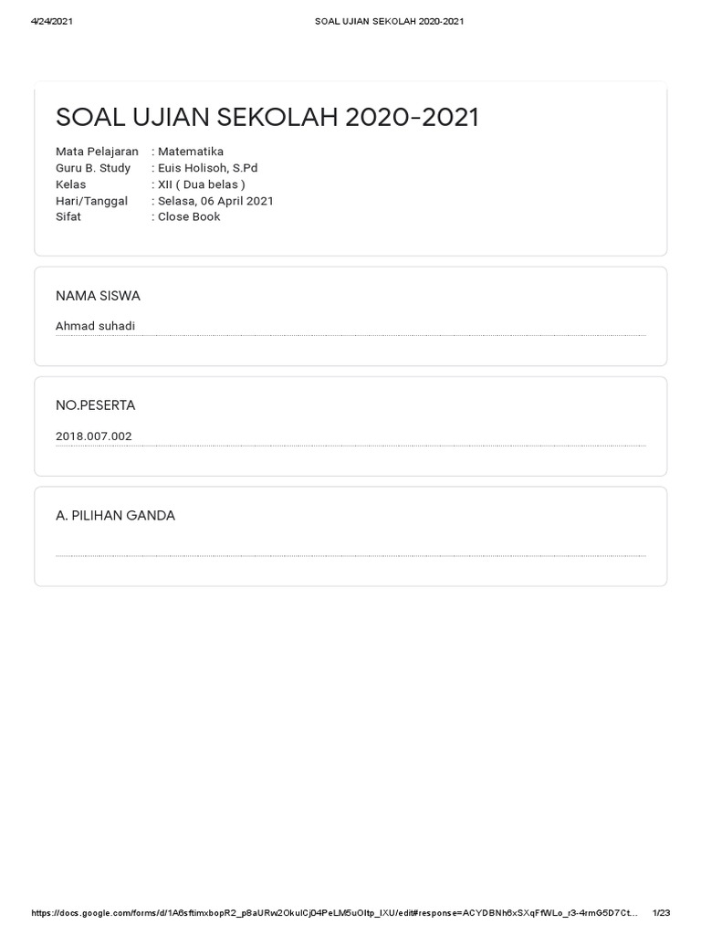 Formulir Tanpa Judul Google Formulir PDF