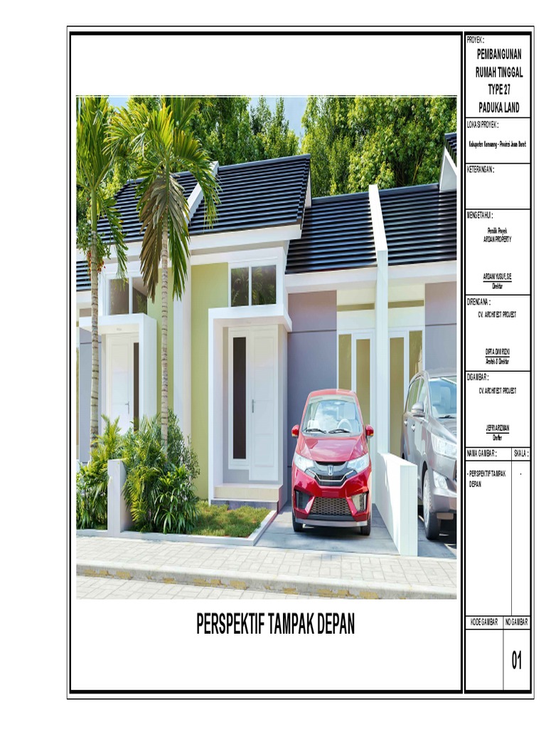 Gambar Bestek Rumah Type 27 Paduka Land | PDF