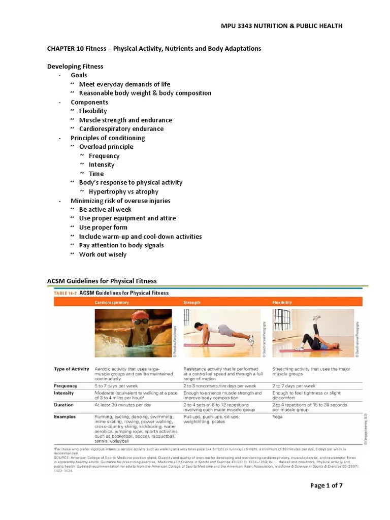 Chapter 10 (Fitness - Physical Activity, Nutrients and Body Adaptations ...