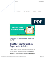 TISSNET 2020 Question Paper With Solutions PDF - Download